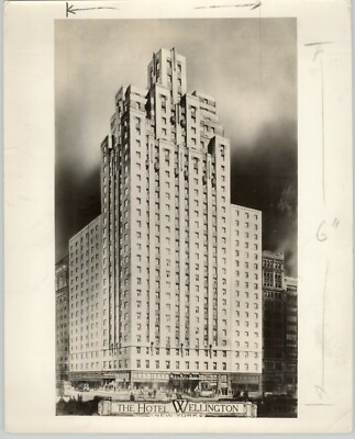 Historic HOTEL WELLINGTON 7th Ave 55th Street NYC 1930s Architectural Rendering