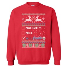    Naughty Nice Only Santa Sweatshirt Holiday Christmas Funny Ugly Crewneck