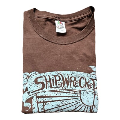 T-shirt Hawaiien 'Shipwrecked Rescued By Jesus' - Marron - Taille L - 100% Coton