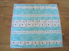 Flannel Boy's Baby Blanket Blue Teal Blue Bears Wilderness 37" Square GUC