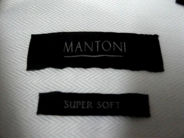 Camisa de vestir para hombre MANTONI blanca espiga mangas con puño de barril Foto 2 de 3