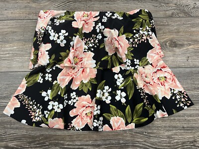 Kona Sol Tankini Swimsuit Top Ruffled Bandeau Removable Strap Floral Print Small
