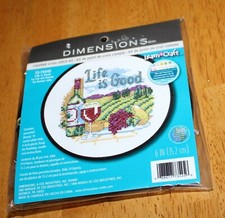 Dimensions: LIFE IS GOOD Counted Cross Stitch Kit 72-73545 - New - W/frame 6"