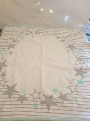Lilly & Dan Baby pram car seat Blanket Grey Green Star Print Comforter?