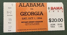 1994 Georgia Alabama Football Ticket Stub Barker Leads Late Comeback Over Zeier