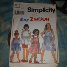 Simplicity 9551 Girls Children 5-6-7-8 Outfits  Sewing Pattern VTG UNCUT