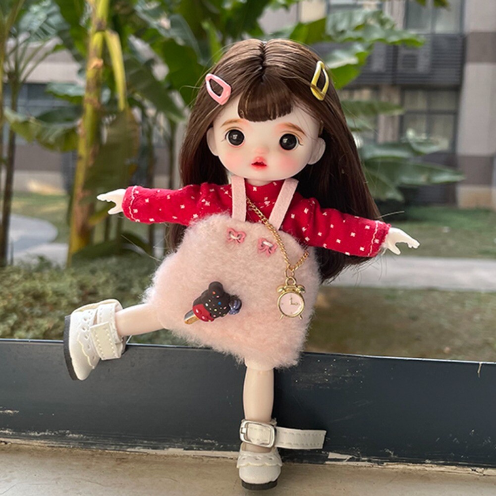 16cm Height Mini Girl Doll Toy Kids Gift Cute Doll and Clothes Wigs Outfits  Set