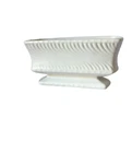 McCoy Pottery Raised Pedestal Planter White Rectangular Swirl Mid Century Retro