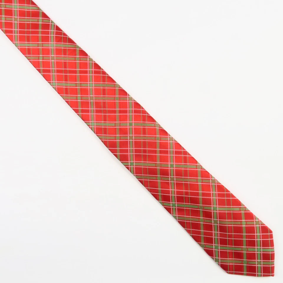 Corbata de cuello Holiday Traditions Hallmark para hombre Navidad roja verde a cuadros 58x3 Foto 2 de 4