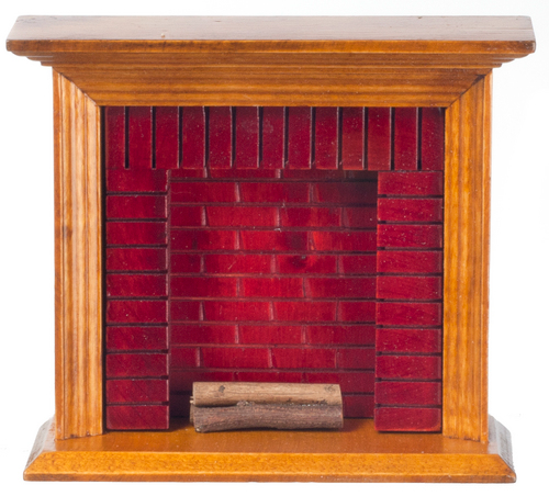 Dolls House Fireplace Walnut and Red Miniature 1:12th Scale Not 100% Perfect
