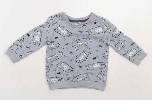 so cute Girls Grey Geometric Cotton Basic Casual Size 12-18 Months Crew Neck Pul - Picture 1 of 12