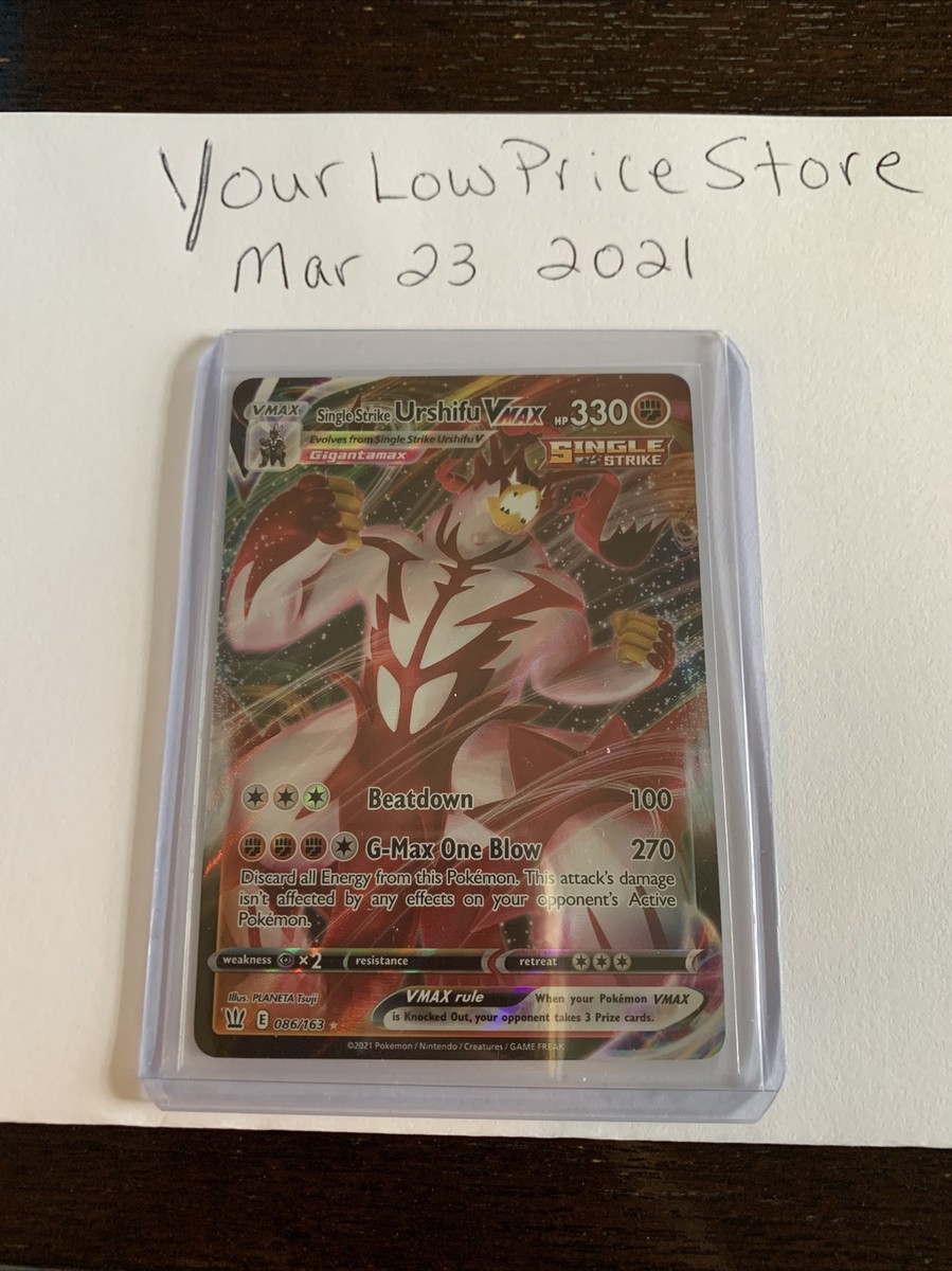 086 163 pokemon card Single Strike Urshifu Vmax Full Art Holo Battle Styles Pokemon Card 86/163  MINT