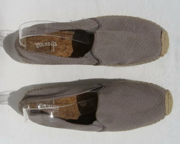 SOLUDOS Taupe Gamuza Cuero Plataforma Alpargatas Mocasines Zapatos EE. UU. 8 EUR 38,5 USADO EN EXCELENTE CONDICIÓN Foto 2 de 4