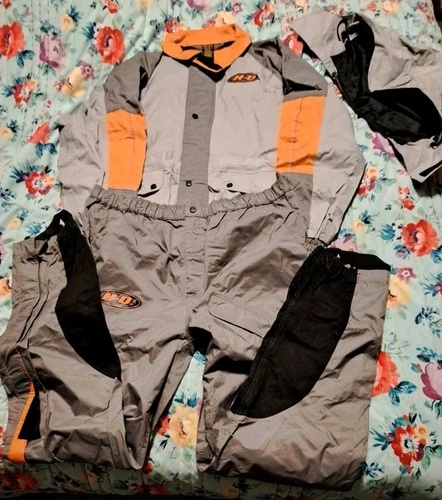 LARGE Harley Davidson Jacket & Pants  Rain Suit  Reflective Cinch Waist EX. COND