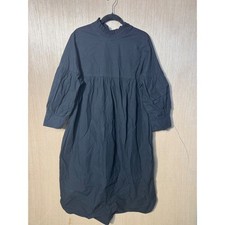 Lunar Fox Womens Black Cotton Ruffle High Neck Babydoll Smock Dress Size 10