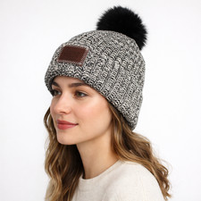 Love Your Melon Women's Black Speckled Pom Beanie Hat One Size New in Package