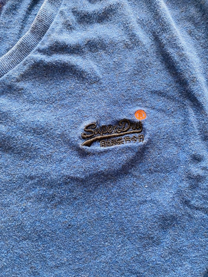 Superdry T Shirt Mens Size Medium Blue V Neck - image 3 of 4