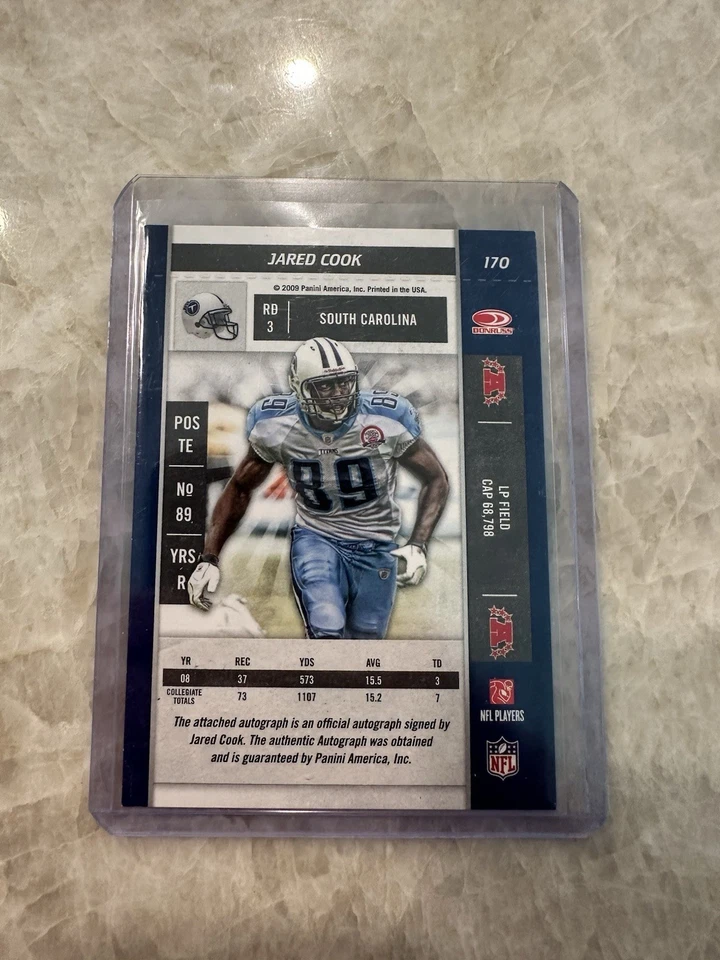 2009 Playoff Contenders Jared Cook #170 Rookie Auto RC Titans Card - Image 4 of 4