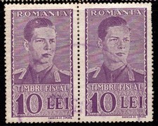 Romania 1942 10L Doc Revenue Pair Used - S54395