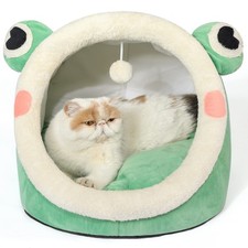 Cute Cat Bed, Indoor Lovely Velvet Igloo for Cat and Small Dog, Warm Cave Sle...