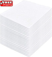 20 Pcs Cotton Handkerchiefs, White Men'S Handkerchiefs  Pocket Squares, Large H
