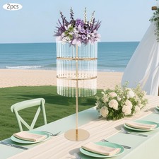 3-tier Flower Display Stand With Pendants Wedding Floral Holder Decoration Rack