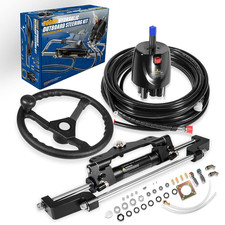200HP Boat Hydraulic Outboard Steering Kit 26ft for Most Single Outboard-Powered