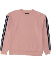 TOPSHOP Womens Petite Oversized Sweatshirt Jumper UK 8 Small Pink Cotton DS34