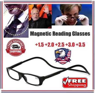 Magnetic Hanging Folding Reading Eyeglasses Glasses Front Click Connect Neck -US