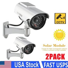 Solar Powered Dummy Camera LED Fake Security Outdoor CCTV Cam Flash IR Light USA