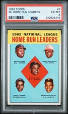 1963 Topps #3 NL Home Run Leaders PSA 6 Hank Aaron Robinson Mays Banks Cepeda