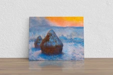 Claude Monet "Grainstacks at Sunset, Snow Effe" Canvas Print Wall Art Home Decor