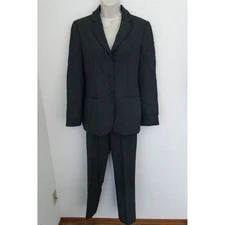 Emporio Armani Pants Suit Womens Size 40 / 38 Charcoal Wool Blend Blazer Vintage