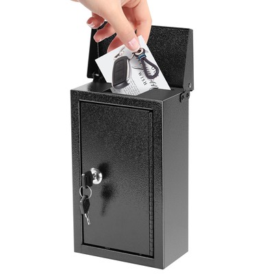 Wall-Mounted Key Drop Box with Key Lock, Metal Mailbox, Indoor& Outdoor Stora...