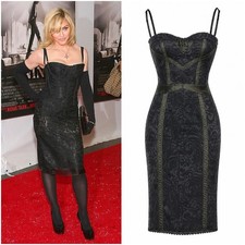 Dolce & Gabbana Black Brocade Bustier Corset Midi Dress IT 42 US 10 Y2K