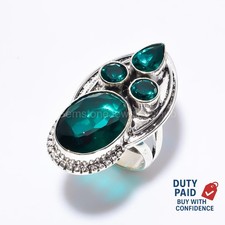 Valentines Sale Natural Green Apatite Sterling Silver Artisan New Ring Size 6.25