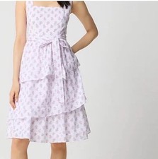 JCrew Women SZ 10 Tiered ruffles Floral Dress Tie Belt Whimsie Romantic Summer