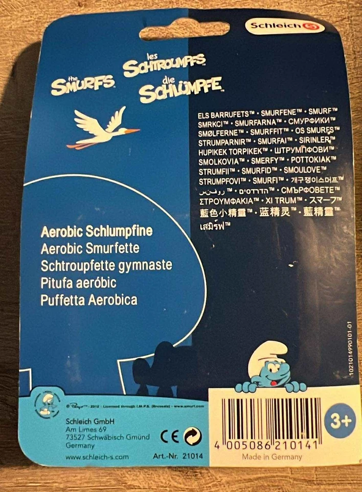 Smurfs Smurfette Aerobic Fitness Smurf Figure Vtg Schleich Peyo Figurine NEW - Image 3 of 3