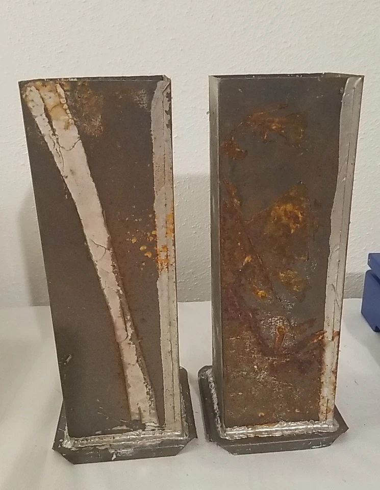 Vintage Metal Candle Molds. Set of 2, 9 In Tall 3.75 Square Well Used - Image 3 of 4