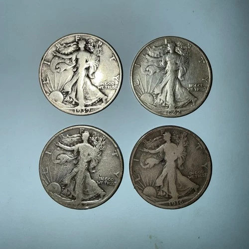 New ListingLiberty Walking Half Dollar 50C Silver Circulated 1916 1939 1942 Lot