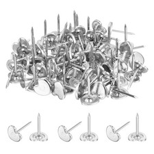 80Pcs Upholstery Tacks, 11 x 17mm Heart Cap Black Thumb Tacks, Silver