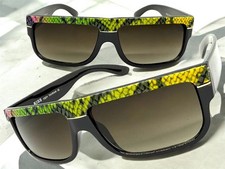 Classic Vintage Retro Hip Hop Rapper Pimp Style SUNGLASSES Black Snakeskin Frame