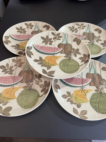 6- Red Wing Tampico Plates MCM Watermelon Wine