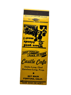 CASTLE CAFE Matchbook Matchcover - FORTUNA, CALIFORNIA