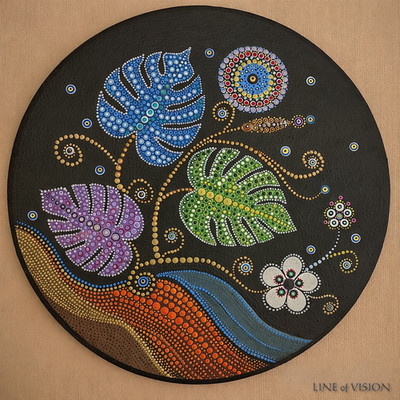 Mandala Dot Wall Art on Wood - Hand Painted - 11''