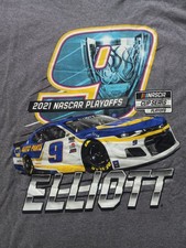 Chase Elliot #9 2021 NASCAR Playoffs T-Shirt Gray Short Sleeve Size L NWT