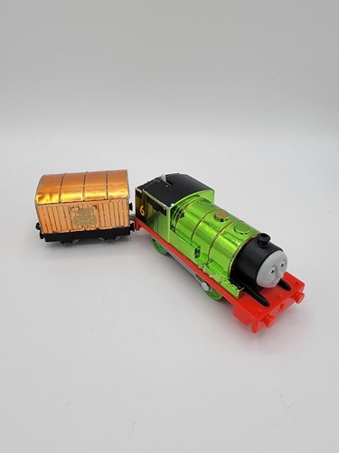 2013 Thomas & Friends Percy Metallic Green Motorized Trackmaster Box Car Shiny