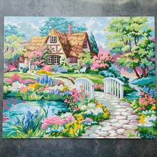 Paintworks Cottage Garden Paint By Number Painting 16x20 Completed