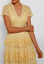 Needle & Thread Dress Belle Of The Ball Gown Lace Rushed Tulle Floral Tiered