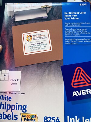 Avery Inkjet Labels for Color Printing, 3-1/3 x 4, White,  (AVE8254) New